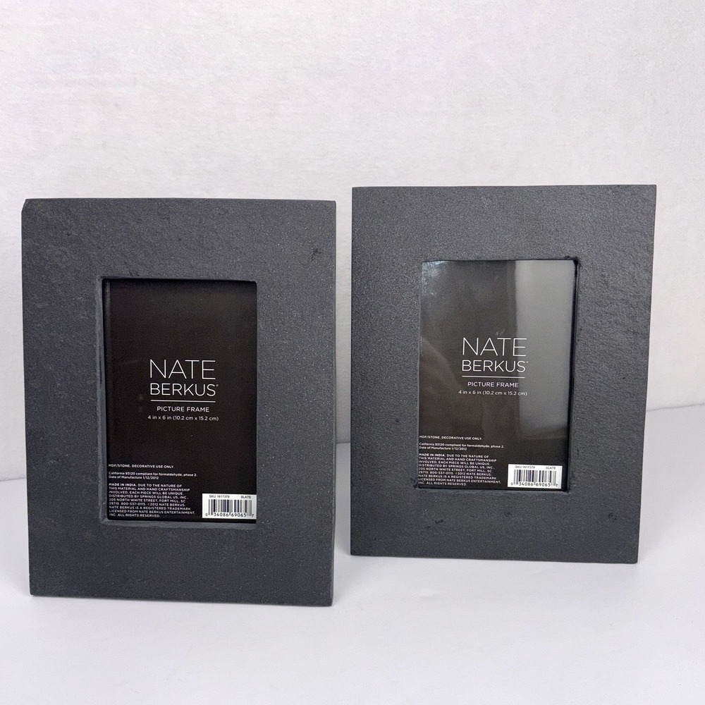 Nate Berkus Slate Gray Stone Picture Frames 4x6 Set of 2 Tabletop Wall Decor